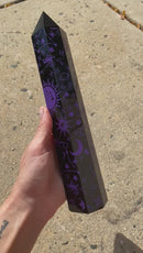 Engraved Black Obsidian Celestial Point