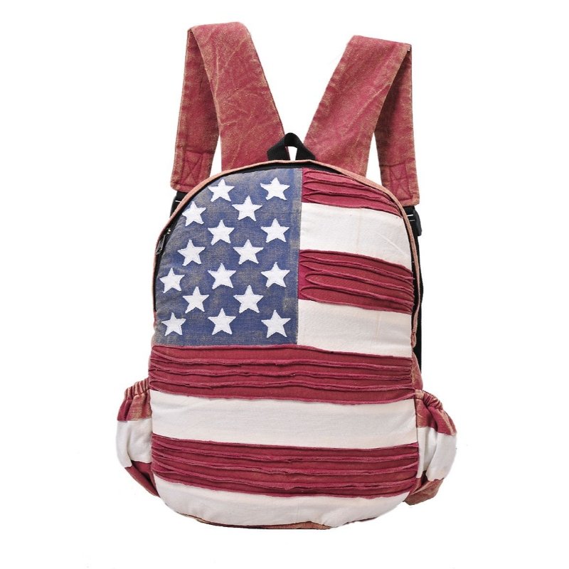 American Flag Canvas Backpack