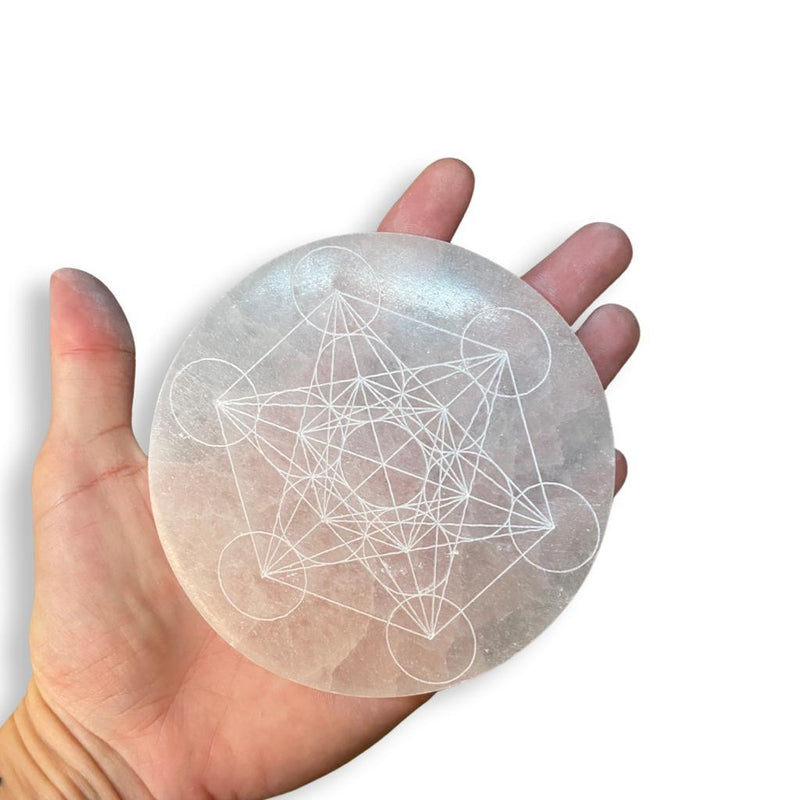 Round Metatron Selenite Charging Plate