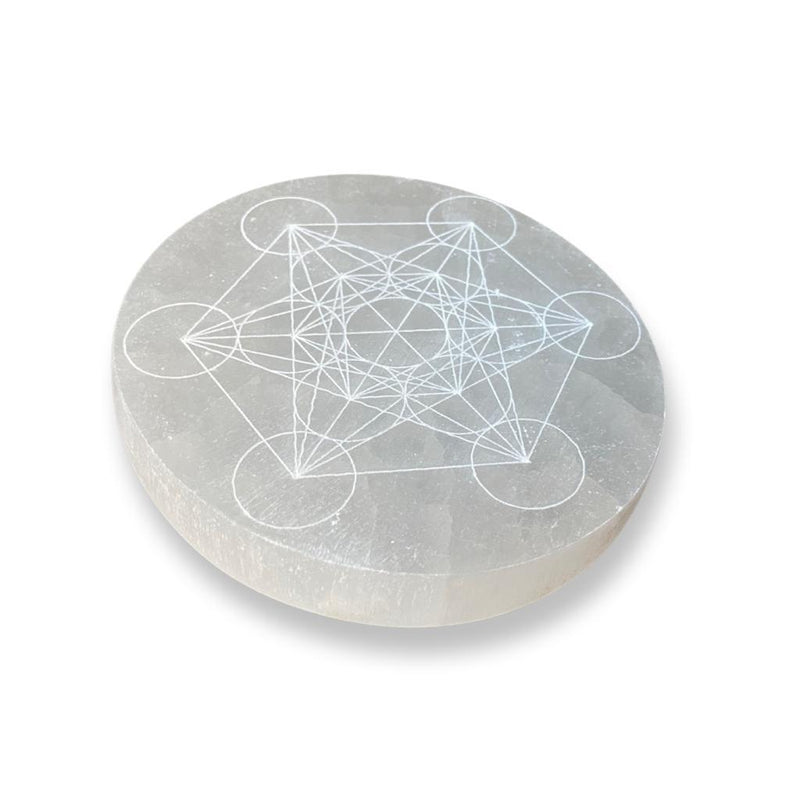 Round Metatron Selenite Charging Plate