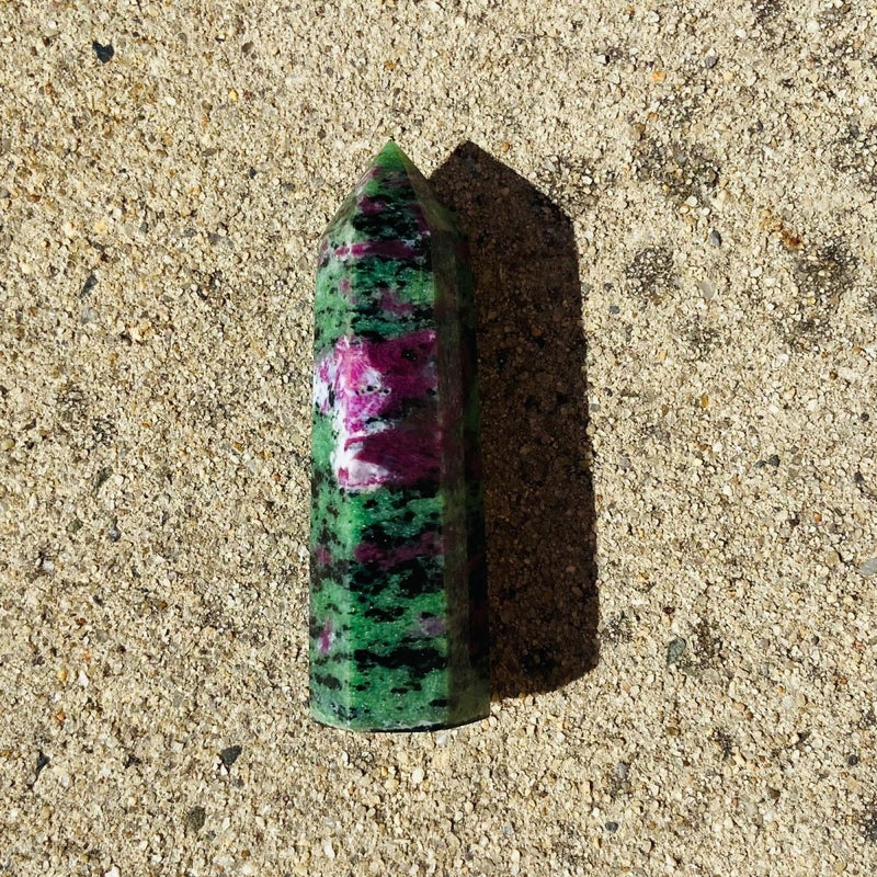 Ruby Fuchsite Crystal Point for Releasing Past Traumas - East Meets West USA