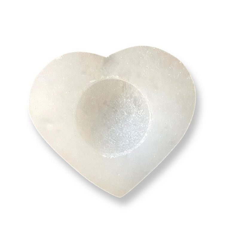 Selenite Heart Tea Light Candle Holder