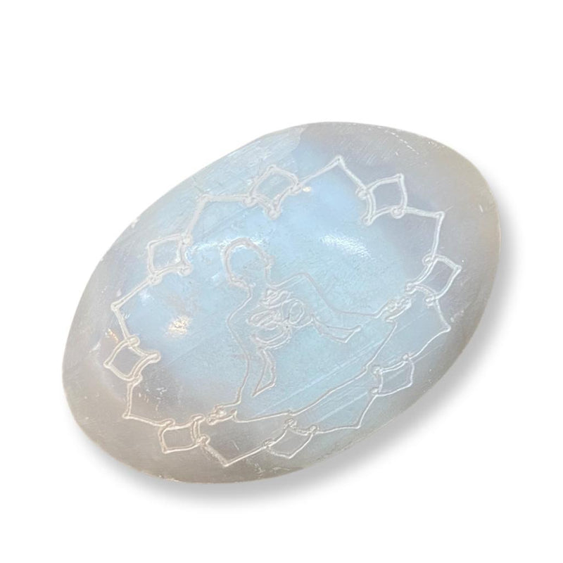 Selenite Lotus Pose Palm Stone