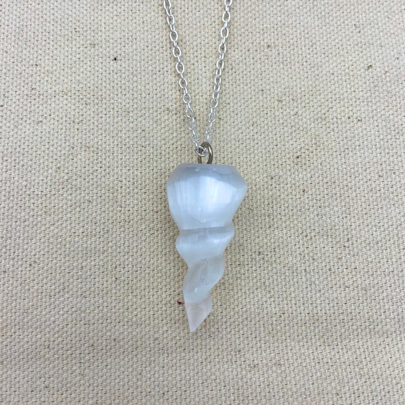 Selenite Spiral Point Necklace