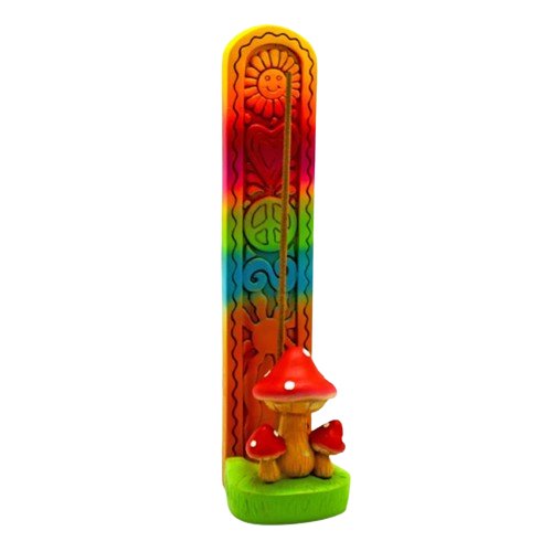 Standing Mushroom Incense Burner with Chakra Colors - East Meets West USA