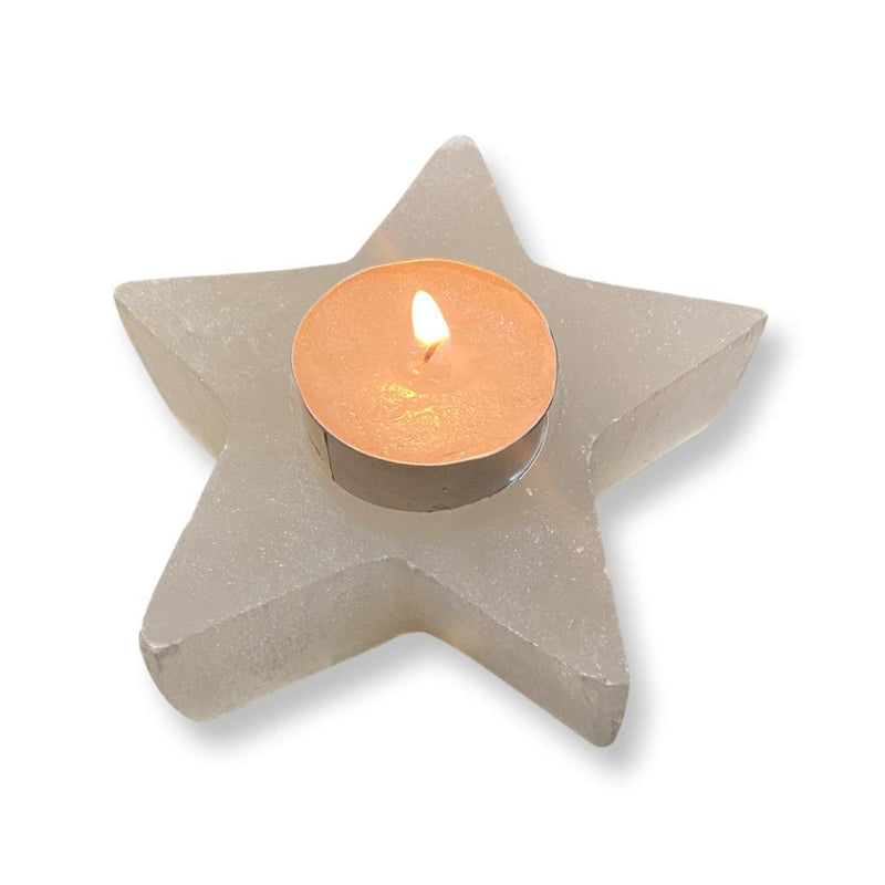 Star Selenite Tea Light Candle Holder