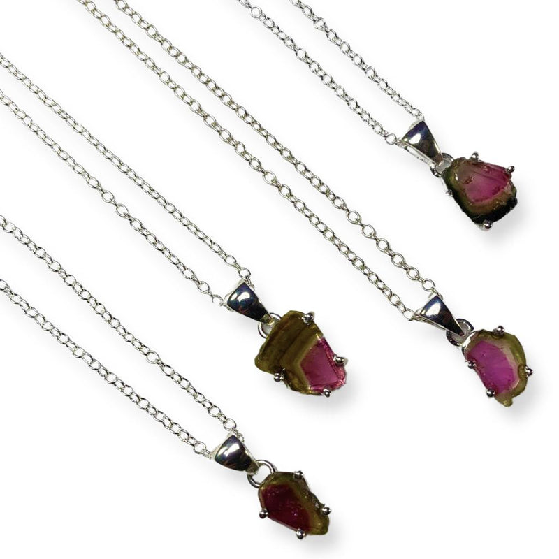 Watermelon Tourmaline outlets and Garnet Sterling Silver Necklace