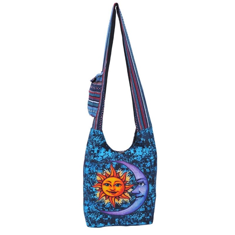 Sun and Moon Printed Hobo Bag