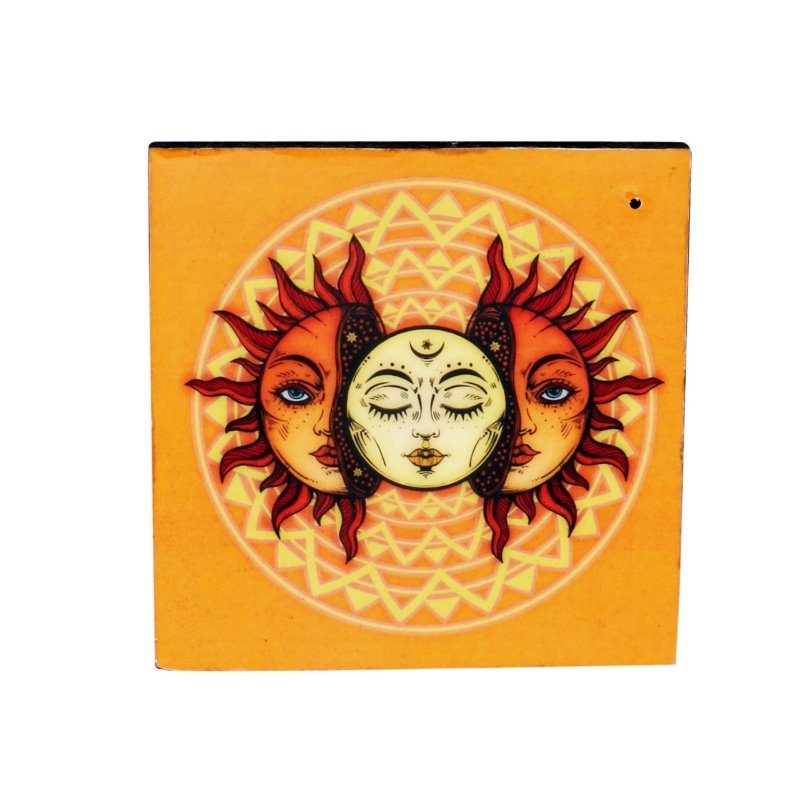 Sun & Moon Wooden Incense Holder