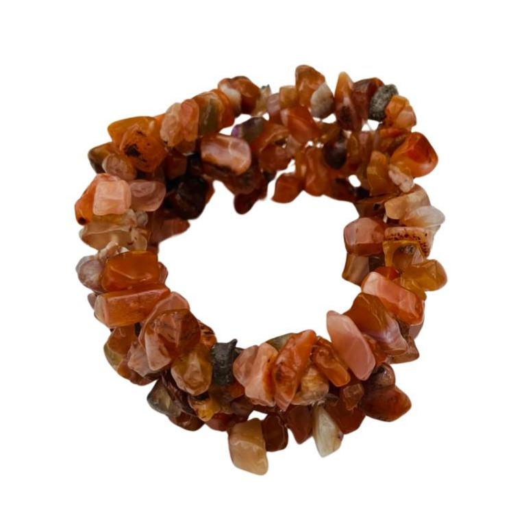 Multi Strand Carnelian Crystal Chip Bracelet for Self Esteem