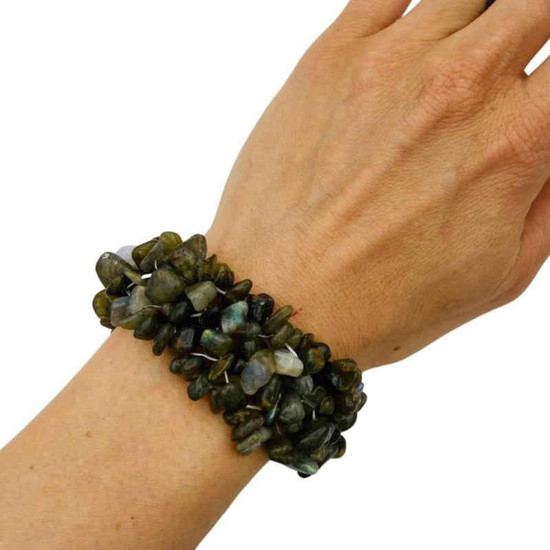 Multi Strand Labradorite Crystal Chip Bracelet for Magic on wrist