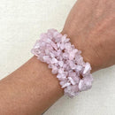 Multi Strand Rose Quartz Crystal Chip Bracelet for Love