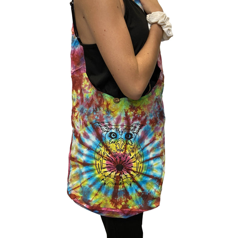 Tie Dye Owl Hobo Bag