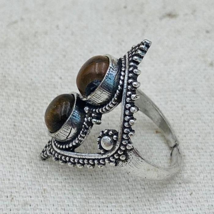 Tiger Eye Shield Crystal Ring