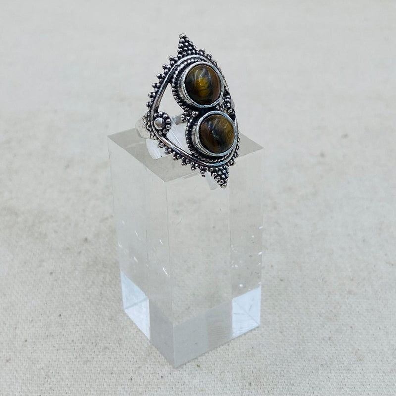 Tiger Eye Shield Crystal Ring