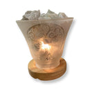 Tree of Life Frosted Glass Lamp w/ Green Aventurine