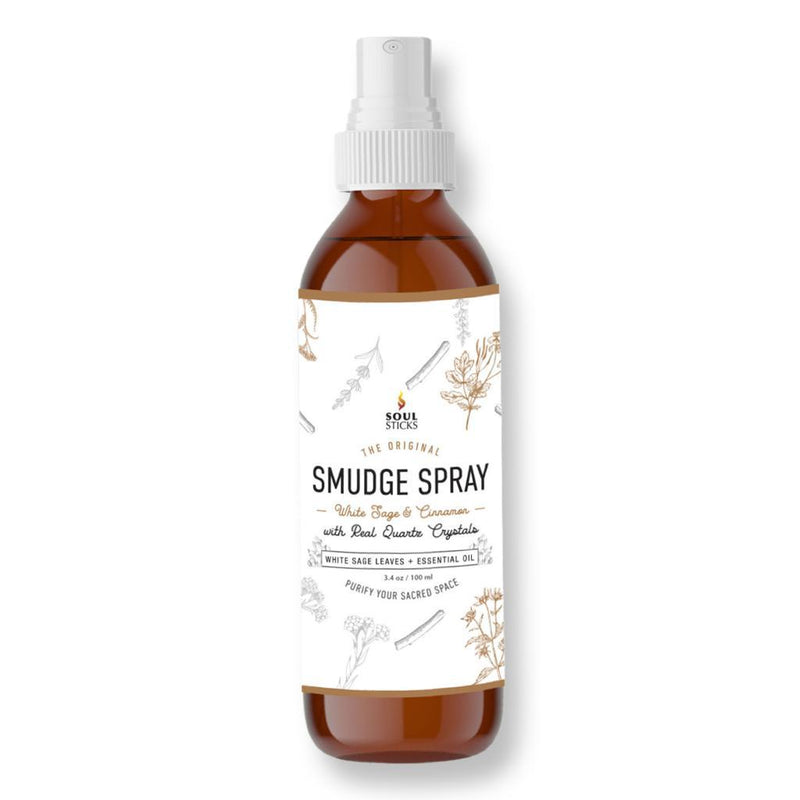 White Sage & Cinnamon Smudge Spray w/ Quartz Crystals