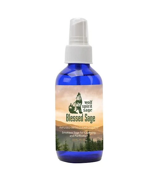 Wolf Spirit Blessed Sage Spray for Smokeless Cleansing - East Meets West USA