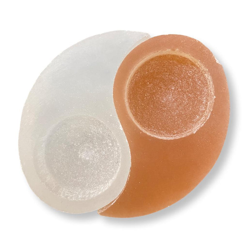 Yin Yang Peach Selenite/Selenite Candle Holder