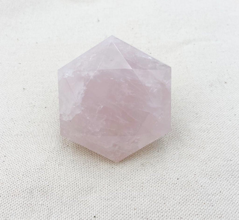 205g Faceted Rose Quartz "Diamond" Cut - East Meets West USA