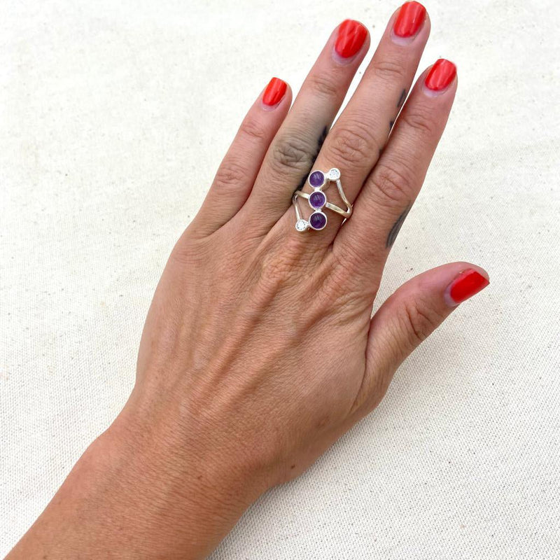 3 Stone Amethyst Ring - East Meets West USA