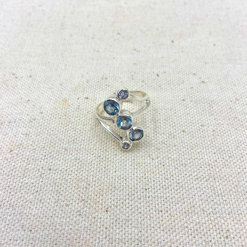 3 Stone Blue Topaz Ring - East Meets West USA