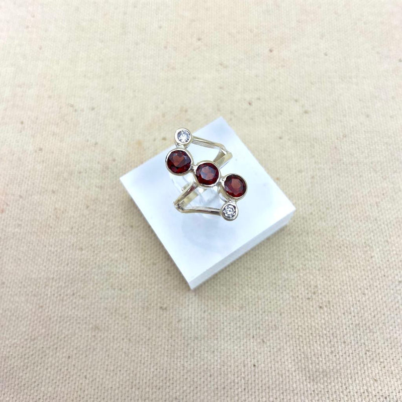 3 Stone Garnet Ring - East Meets West USA