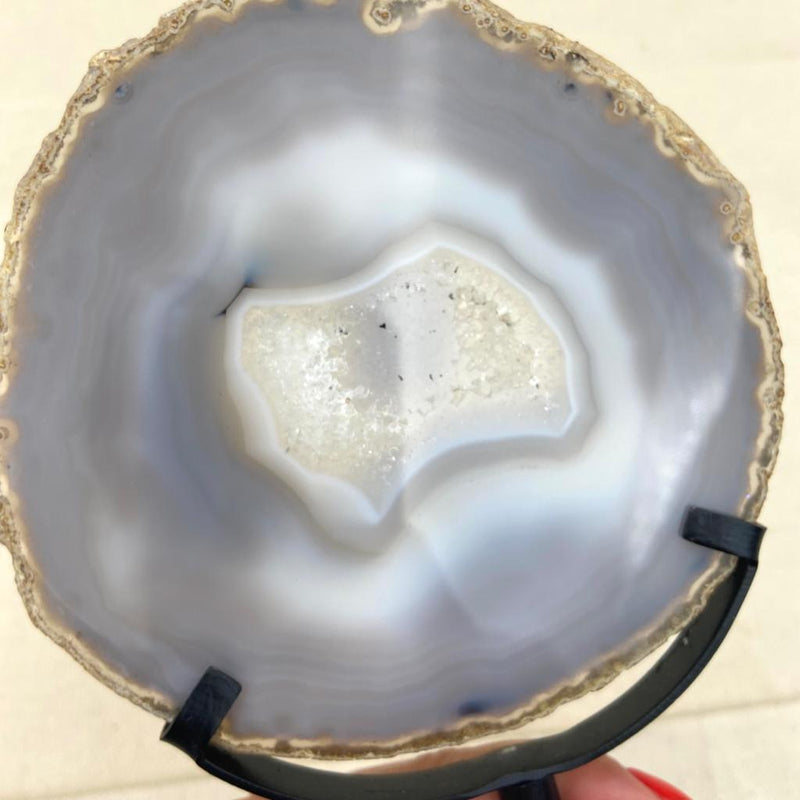 337g Agate Druzy Slice on Stand - East Meets West USA