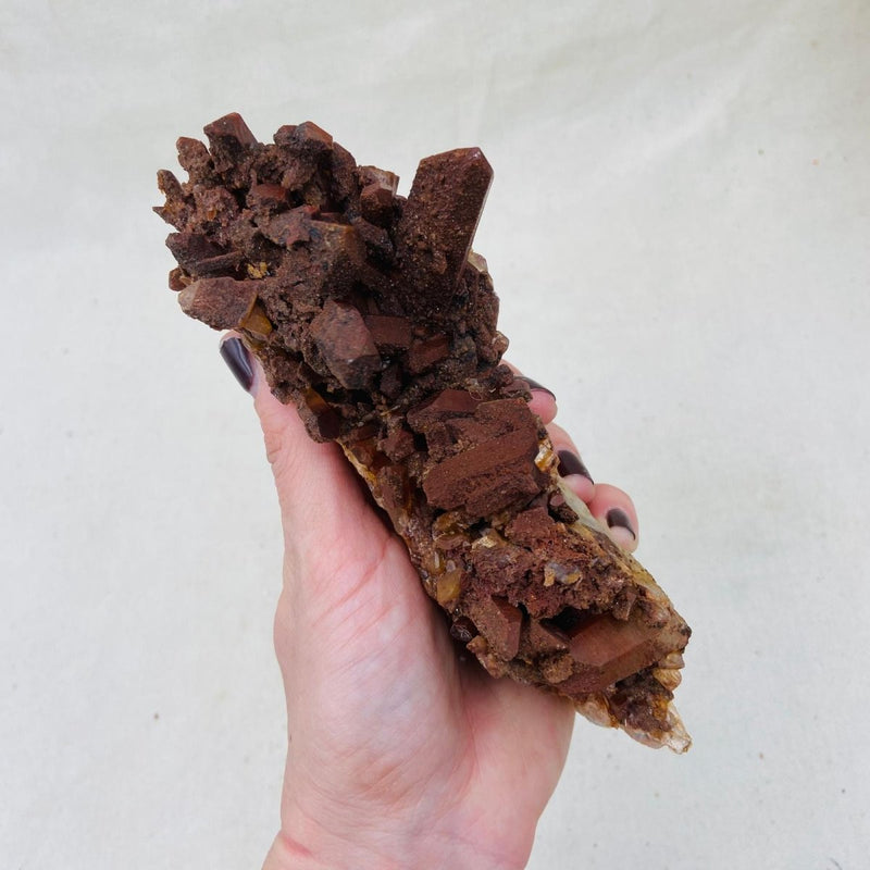 478g Red Calcite Point Cluster - East Meets West USA