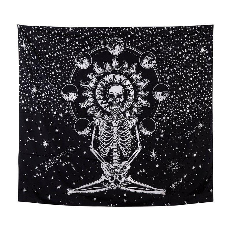 54"x 86' SKull Yoga Pose Tapestry - East Meets West USA