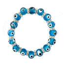 8MM Aqua Glass Evil Eye Bracelet - East Meets West USA