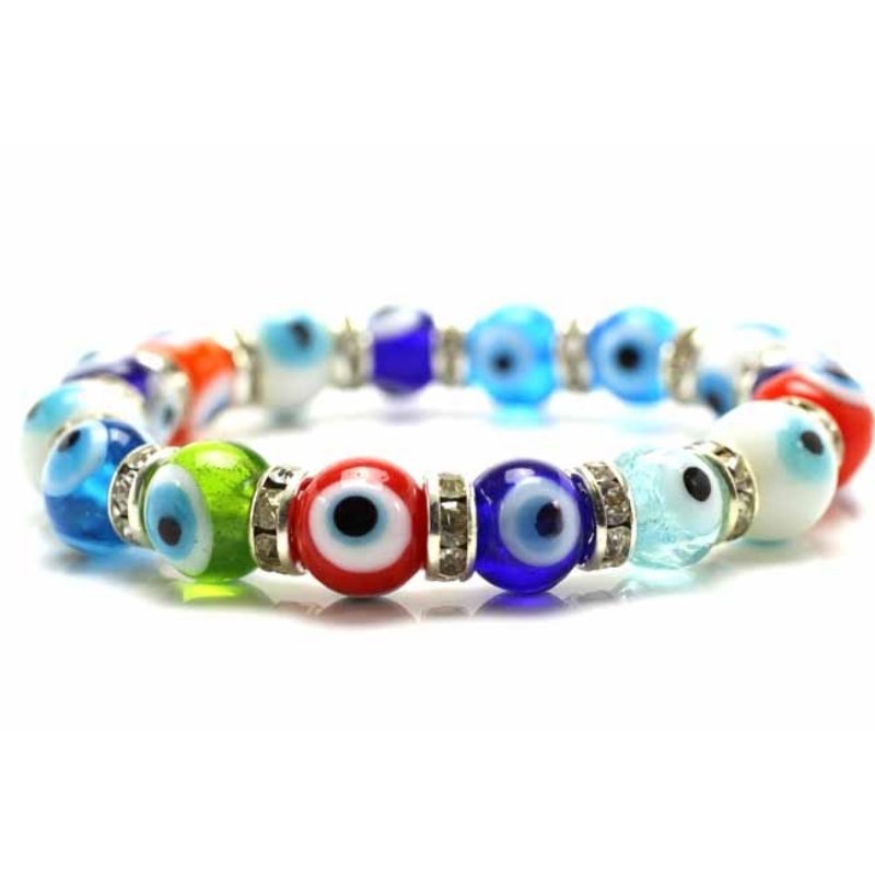8MM Colorful Glass Evil Eye Bracelet - East Meets West USA