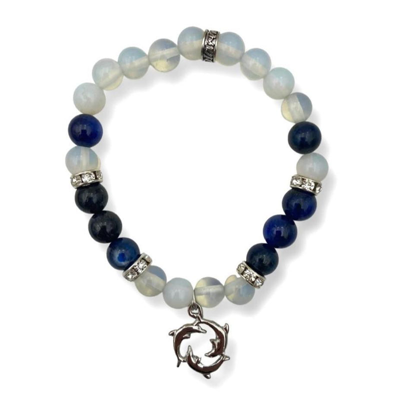 Kyanite & Opalite Bracelet w/ Dolphin Charm