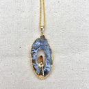 Agate Druzy Slice w/ Citrine Necklace - East Meets West USA