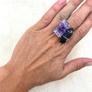 Amethyst & Tourmaline Cluster Ring - East Meets West USA
