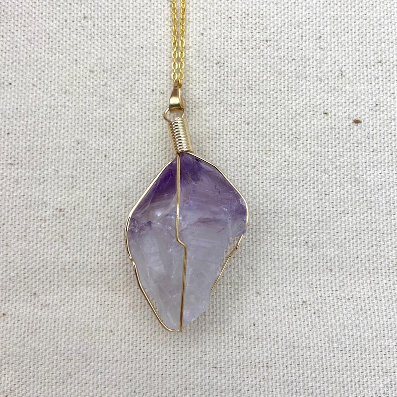 Amethyst Wire Wrap Necklace - East Meets West USA