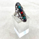 Silver Antique Multi Stone Crystal Ring
