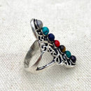 Silver Antique Multi Stone Crystal Ring