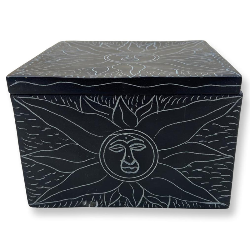 Black Soapstone Celestical Trinket Box - East Meets West USA