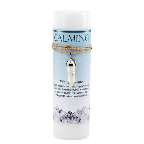 Calming White Howlite Candle - East Meets West USA