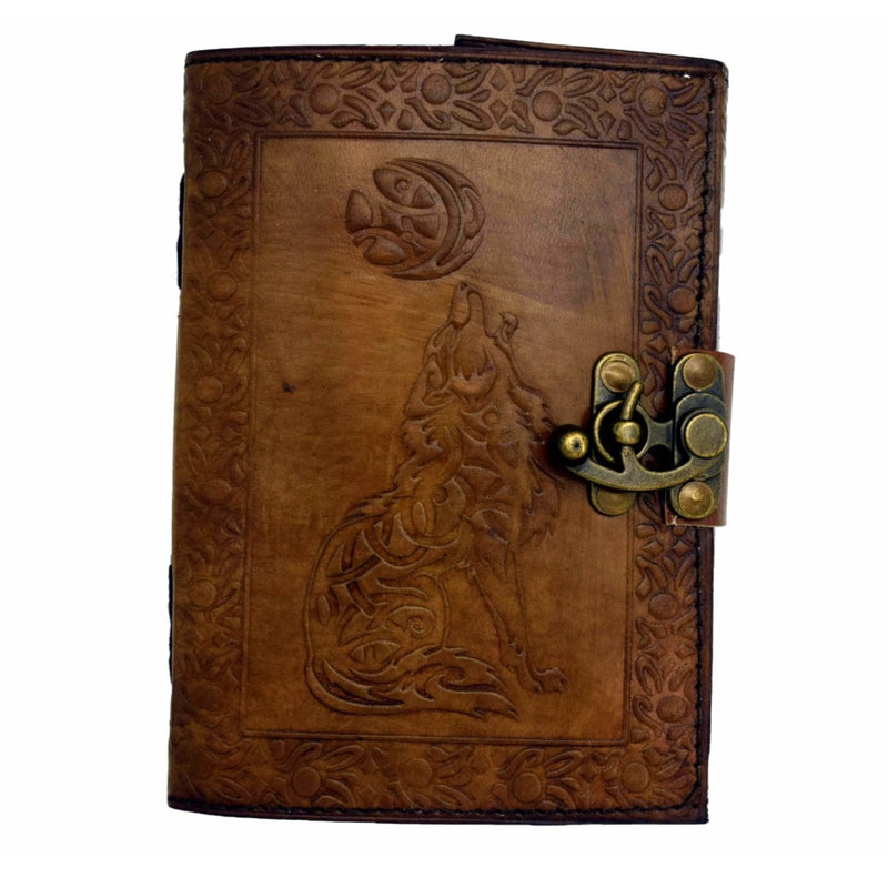 Celtic Wolf & Moon Leather Embossed Journal - East Meets West USA