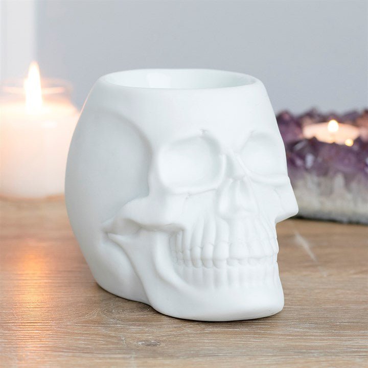 Ceramic White Skull Oil Burner - East Meets West USA