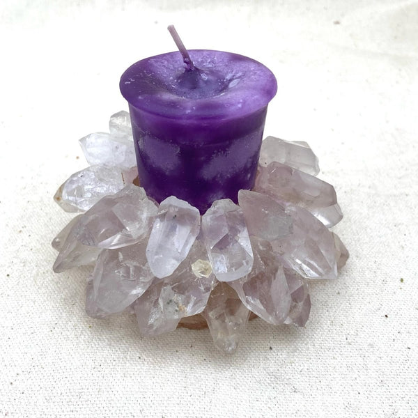 Clear Quartz Point Cluster Candle Holder - East Meets West USA