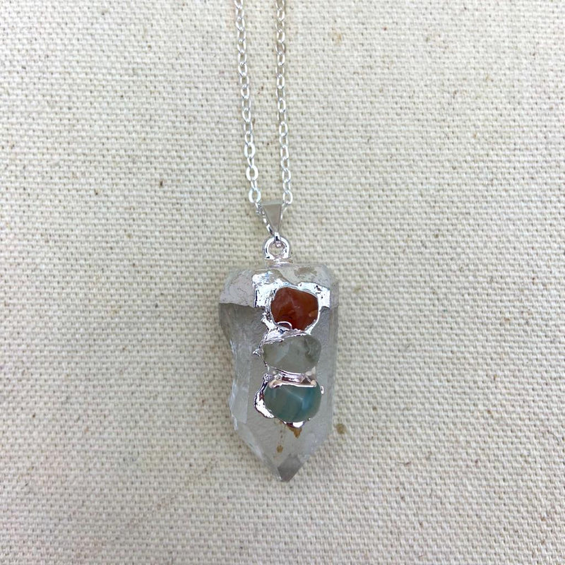 Clear Quartz w/ Agate Inlay Necklace - East Meets West USA