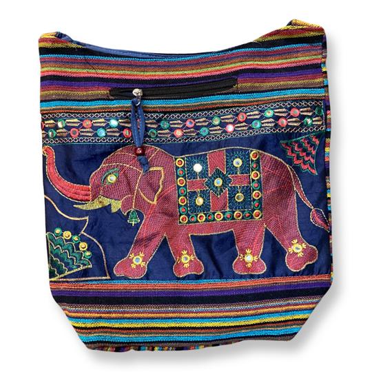 Cotton Elephant Embroidery Tote - East Meets West USA