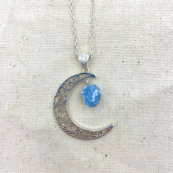 Crescent Moon Angelite Necklace - East Meets West USA