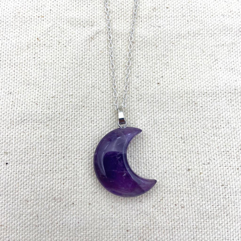 Crystal Crescent Moon Necklace - East Meets West USA