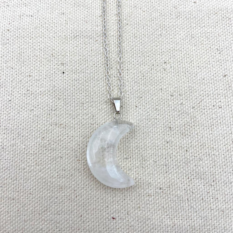 Crystal Crescent Moon Necklace - East Meets West USA