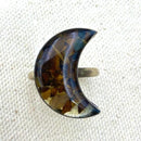 Tiger Eye Crystal Crescent Moon Ring