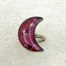 Strawberry Quartz Crystal Crescent Moon Ring